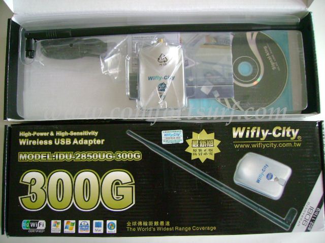 Wifly-City 300G 9dBi 1200mW 802.11b/g 54Mbps USB Wireless Adapter